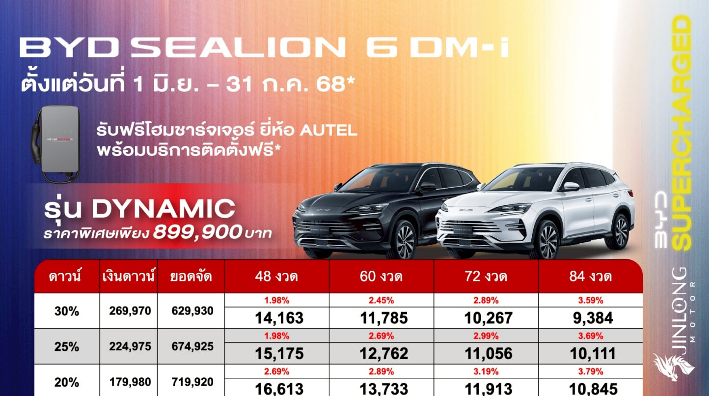 รับข้อเสนอสุดพิเศษ BYD SEALION 6 DM-i เดือน มิย.- กค.68